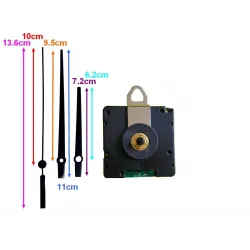 Mécanisme d'horloge radiopiloté + aiguilles droites courtes 6.2/9.5cm