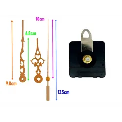 Mécanisme d'horloge au choix + aiguilles style dorées 6,8/9,8cm