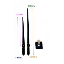 Horloge géante mécanisme d'horloge grandes aiguilles extra-longues effilées 23.8/31.4cm DIY pendule murale géante