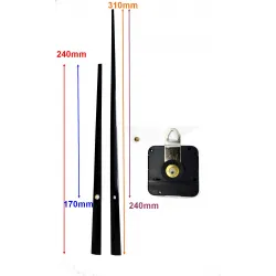 Mécanisme d'horloge + grandes aiguilles droites 17/24 cm DIY