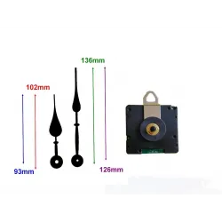 Mécanisme d'horloge radiopiloté + aiguilles pointes courtes pour cadran jusqu'à 6mm d'épaisseur