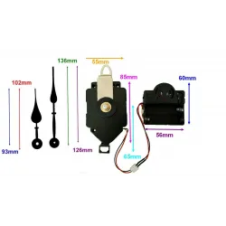 Mécanisme d'horloge à balancier + sonnerie + aiguilles poire 9.3 et 12.6cm DIY