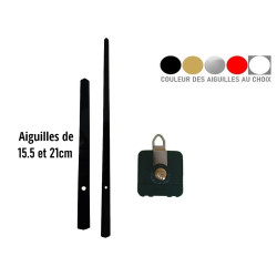 Mécanisme d'horloge AU CHOIX + grandes aiguilles droites 15.5/21cm DIY