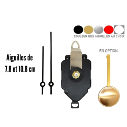 Mécanisme d'horloge à balancier + aiguilles droites fines 8/11cm